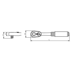 Koken 3725ZB-280 - 3/8" Sq.Dr. Ratchet Handle 72 teeth Length 280mm Quick Release Z-series