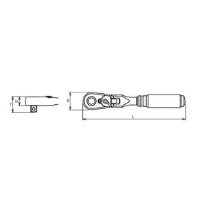 Koken 3726ZB-280 - 3/8" Sq Drive Ratchet Handle 72 teeth Flexible Head, 280mm Length Z-series