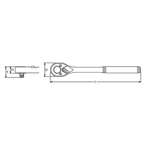 Koken 3753N - 3/8 Sq. Dr. Ratchet Handle 24 teeth Length 200mm Metal Handle