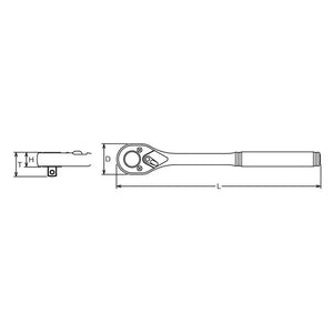 Koken 4753N - 1/2 Sq. Dr. Ratchet Handle 24 teeth Length 250mm Metal Handle
