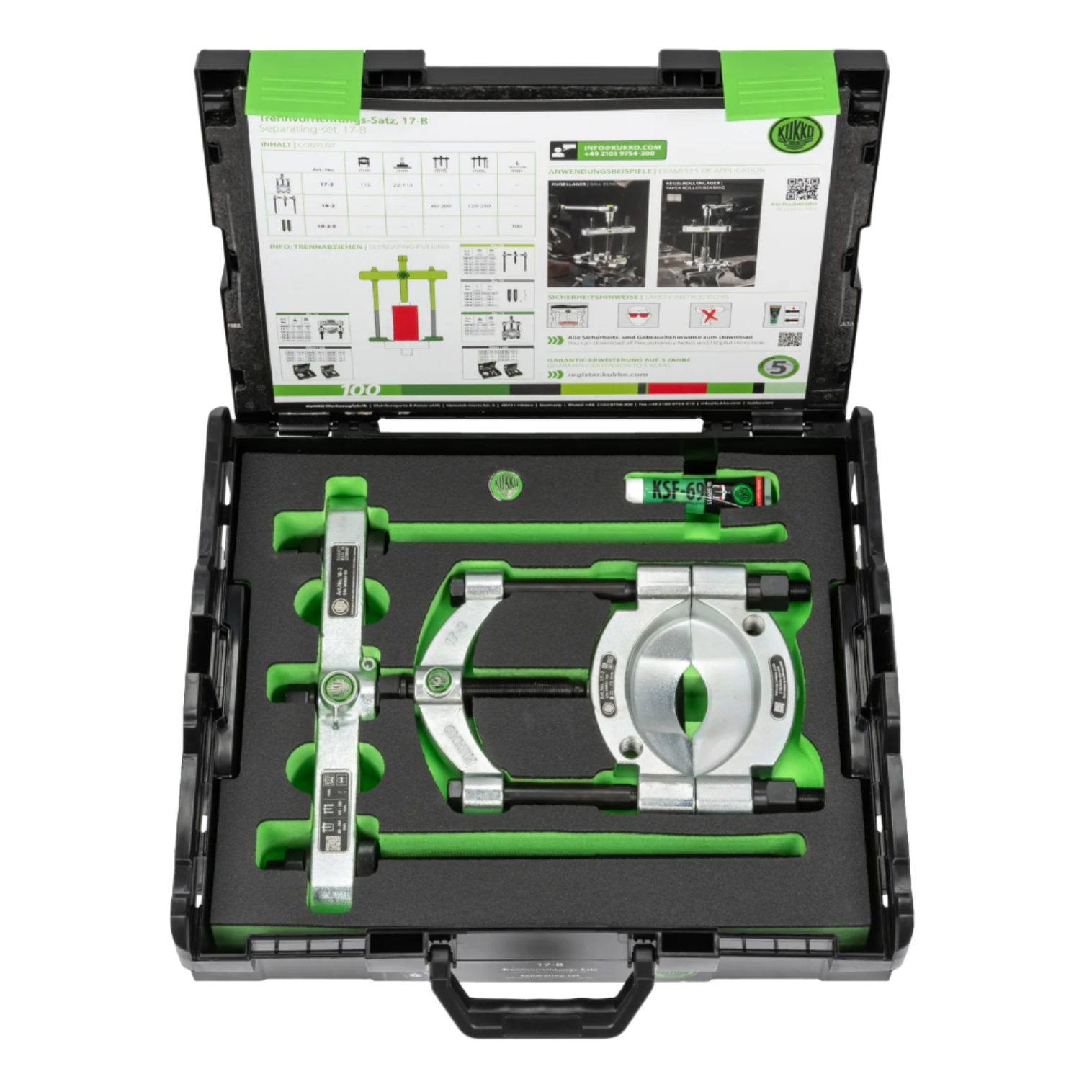 Kukko 17-B | 4-Piece Separator Set with Quick-Release Pressure Spindle Ø 22-115 mm/350 mm-Liger Tools