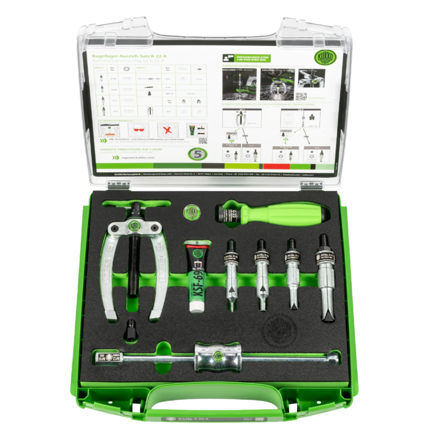 Kukko K-22-A | 8-Piece Ball Bearing Extraction Set Ø 6-30 mm-Liger Tools