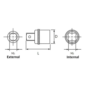 Nepros NBA34 - 3/8"Sq. Internal Drive Adapter
