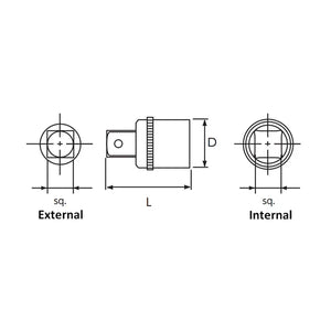Nepros NBA43 - 1/2"Sq. Internal Drive X 3/8"Sq. External Drive Adapter