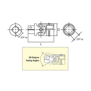 Nepros NBJ3 - 3/8"sq. Universal Joint