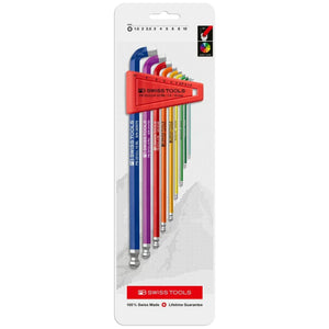 PB Swiss PB 2212.LH-10 RB - Rainbow Hex Key L-Wrenches with Ball Point and Short Key Part