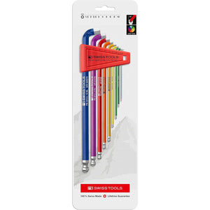 PB Swiss PB 2212.LH-10 RB - Rainbow Hex Key L-Wrenches with Ball Point and Short Key Part