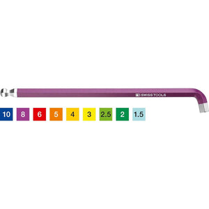 PB Swiss PB 2212.LH-10 RB - Rainbow Hex Key L-Wrenches with Ball Point and Short Key Part