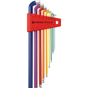 PB Swiss PB 2212.LH-10 RB - Rainbow Hex Key L-Wrenches with Ball Point and Short Key Part