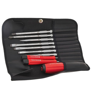 PB Swiss PB 8215.L 25 - SwissGrip Screwdriver Set with Interchangeable Blades in a Leather Roll-Up Case