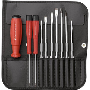 PB Swiss PB 8215.L 25 - SwissGrip Screwdriver Set with Interchangeable Blades in a Leather Roll-Up Case