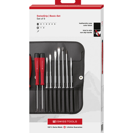 PB Swiss PB 8215.L 25 - SwissGrip Screwdriver Set with Interchangeable Blades in a Leather Roll-Up Case