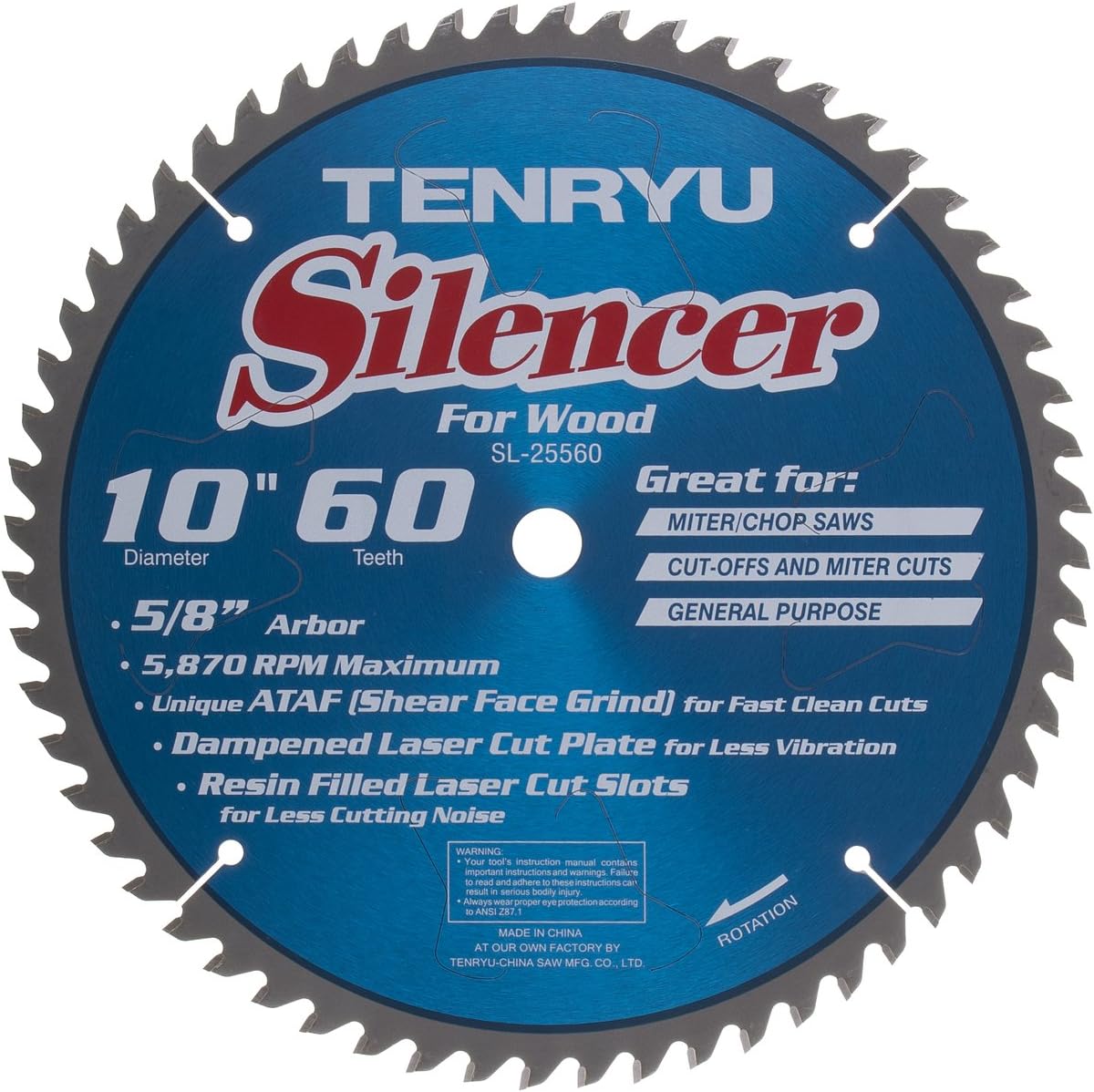 Tenryu SL-25560 Silencer-Series 10: X 60T 5/8" Arbor-Liger Tools