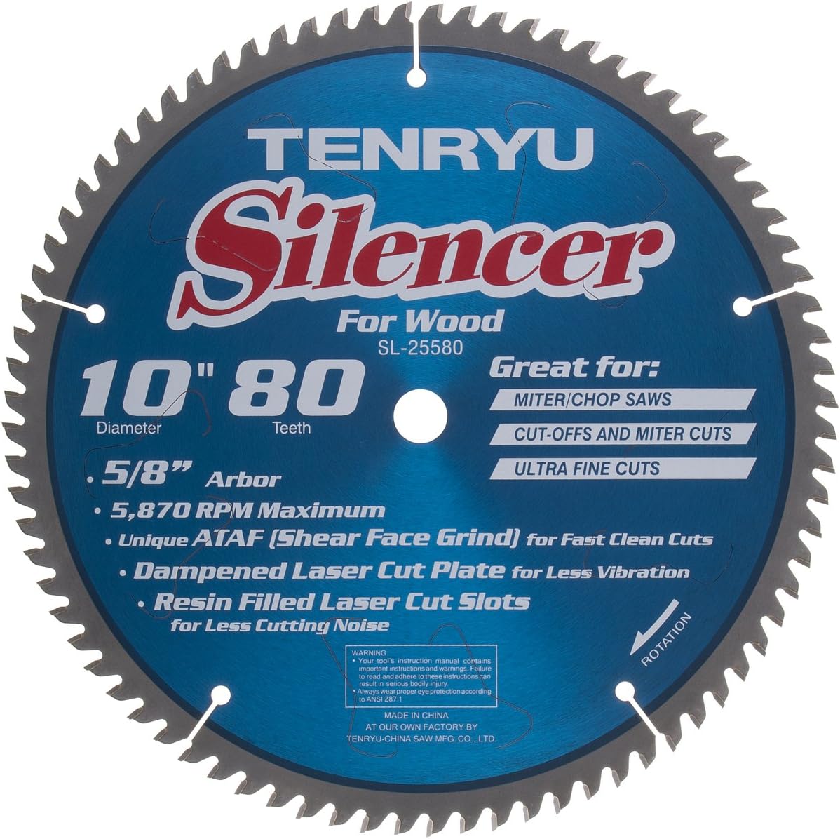 Tenryu SL-25580 Silencer-Series 10" X 80T 5/8" Arbor-Liger Tools
