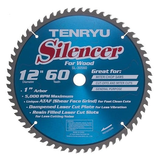 Tenryu SL-30560 Silencer-Series 12" X 60T 1" Arbor-Liger Tools
