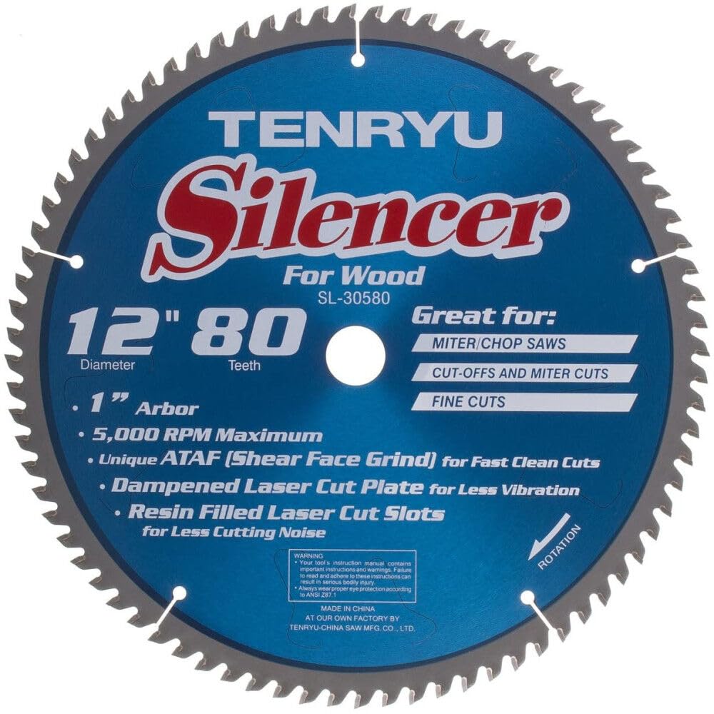 Tenryu SL-30580C Silencer-Series 12" X 80T 1" Arbor-Liger Tools