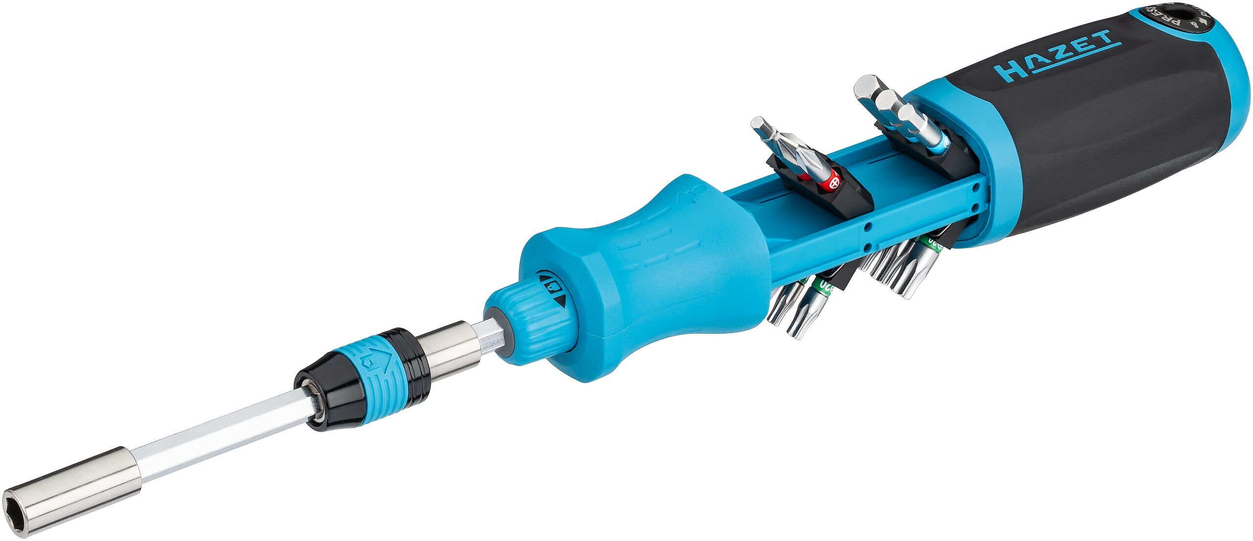 Hazet 811R-4 Ratcheting 1/4" Bit Holding Screwdriver with Magazine