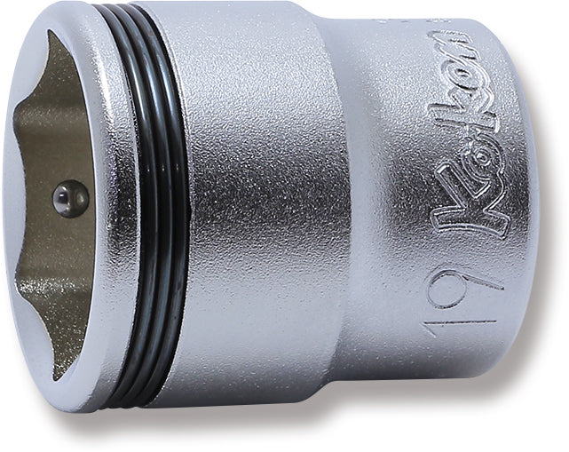 Koken 3450M-19 - 3/8 Sq. Dr. Socket 19mm Nut Grip Length 29mm-Liger Tools