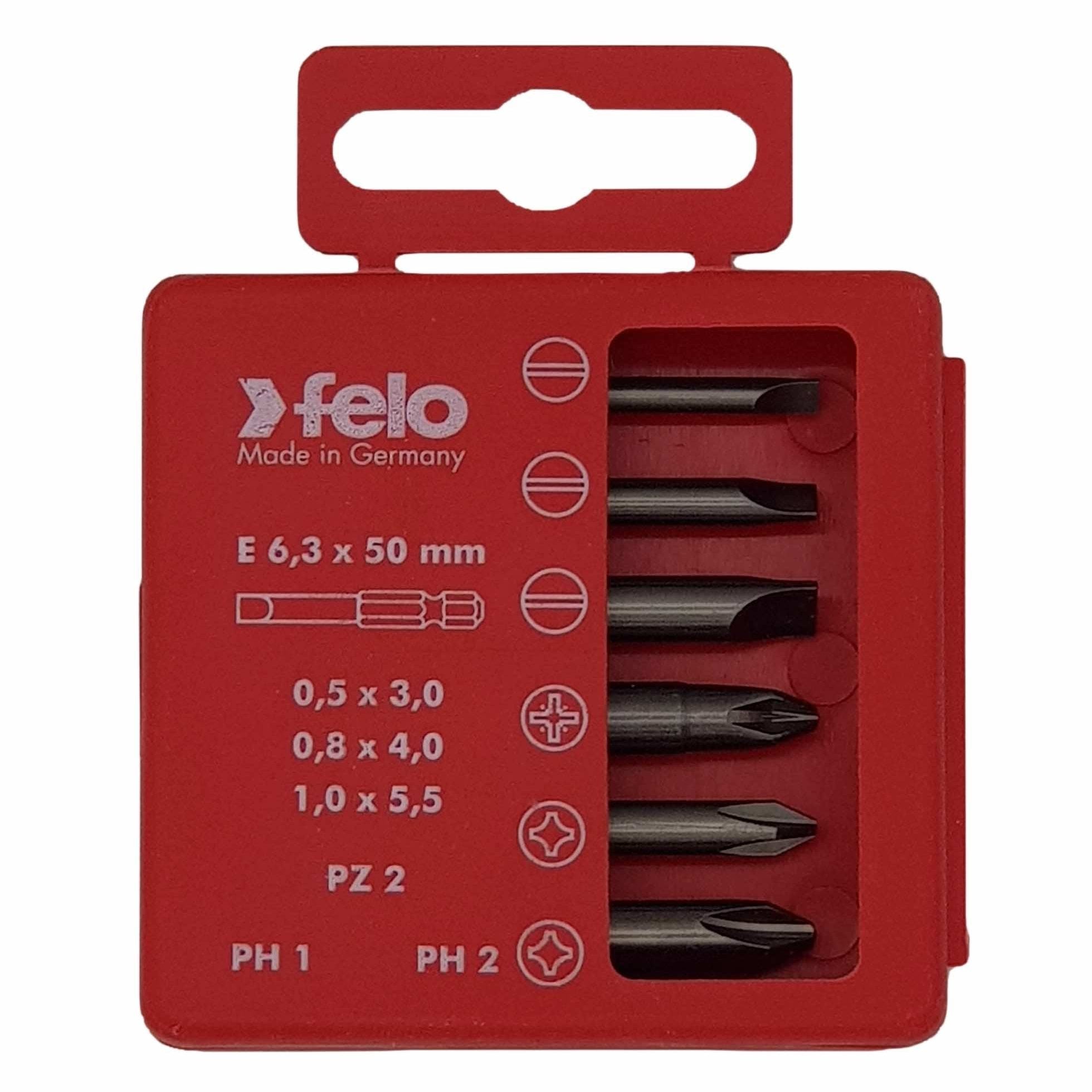 Felo 03092516 Bit set SL/PZ/PH Industrial 50 mm in case, 6 pcs