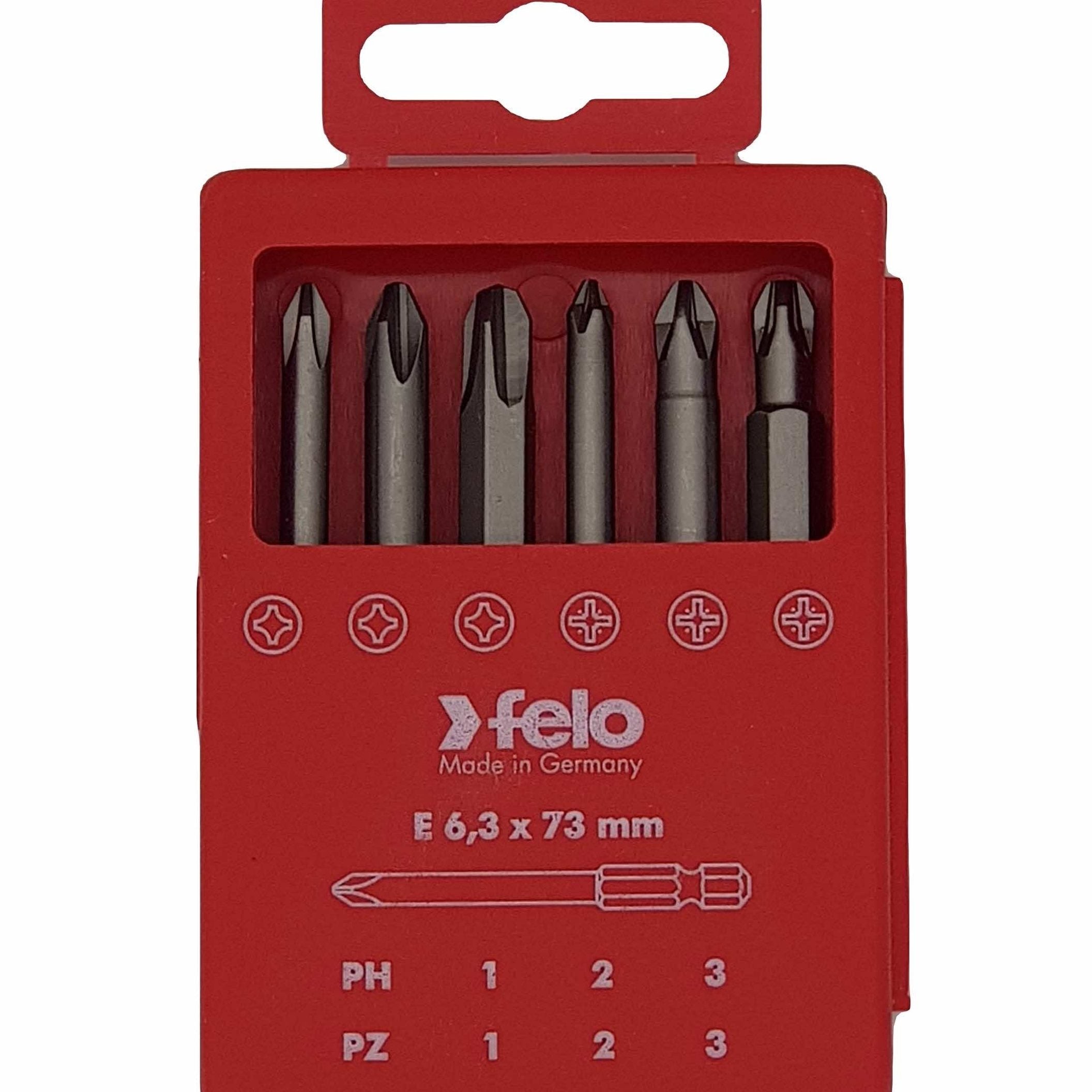 Felo 03291716 Profi Bit Box 6 Bits x 73 mm, Phillips/Pozidriv