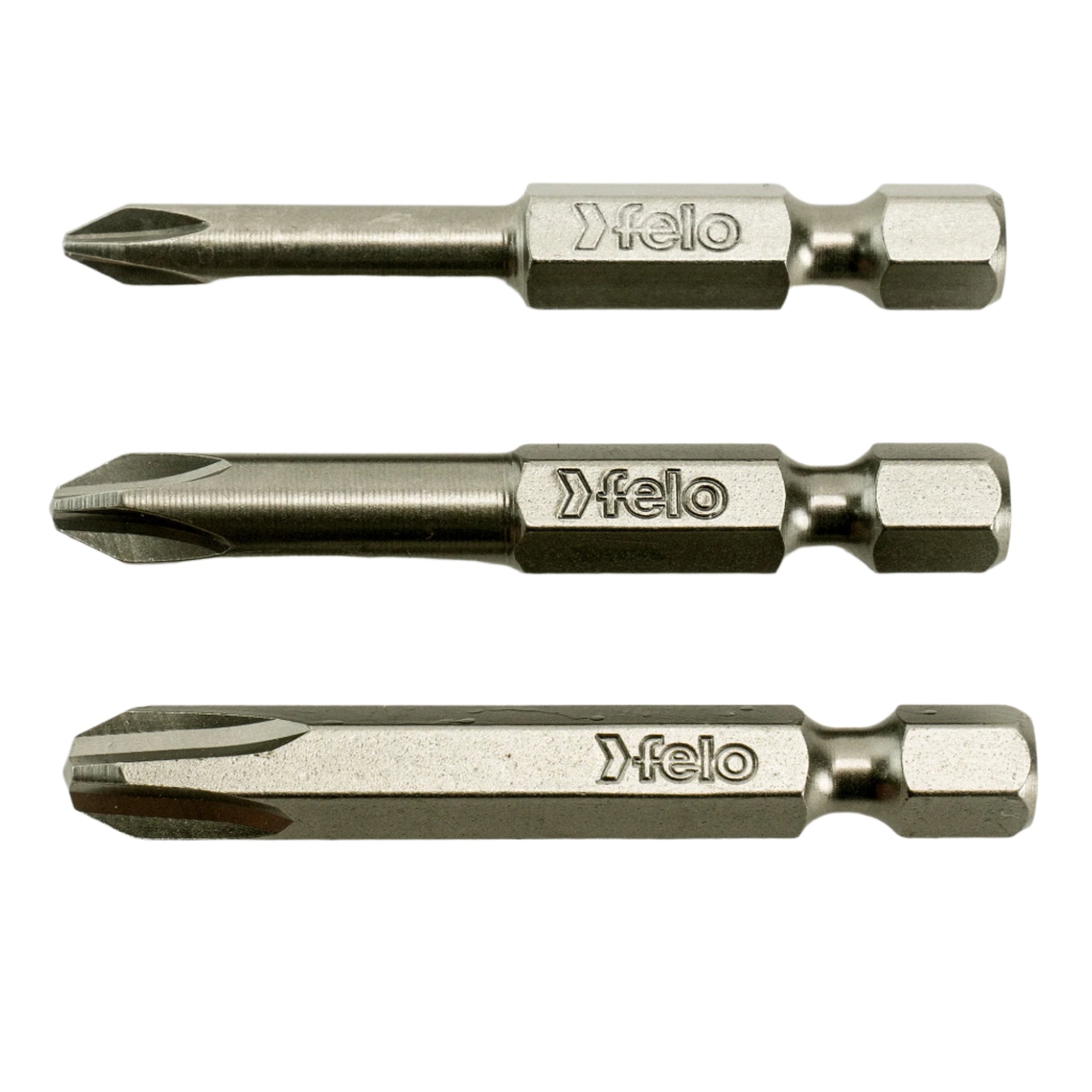 Felo 03293116 Phillips #1 / Phillips #2 / Phillips #3 x 50 mm Industrial Bit - 3 Pieces