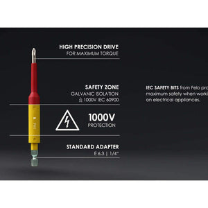 Felo 03501590 VDE Safety Bit 1000V Robertson SQ1 x 115