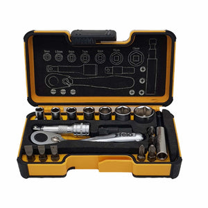 Felo 05771806 XS 18pc Box Sockets, Bits, Mini Ratchet, Bitholder, Metric-Liger Tools