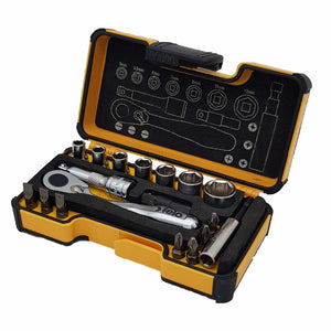 Felo 05771806 XS 18pc Box Sockets, Bits, Mini Ratchet, Bitholder, Metric-Liger Tools