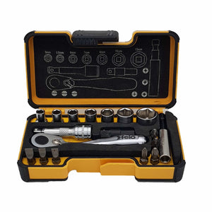 Felo 05771856 XS 18pc Box Sockets, Bits, Mini Ratchet, Bitholder, INCH-Liger Tools