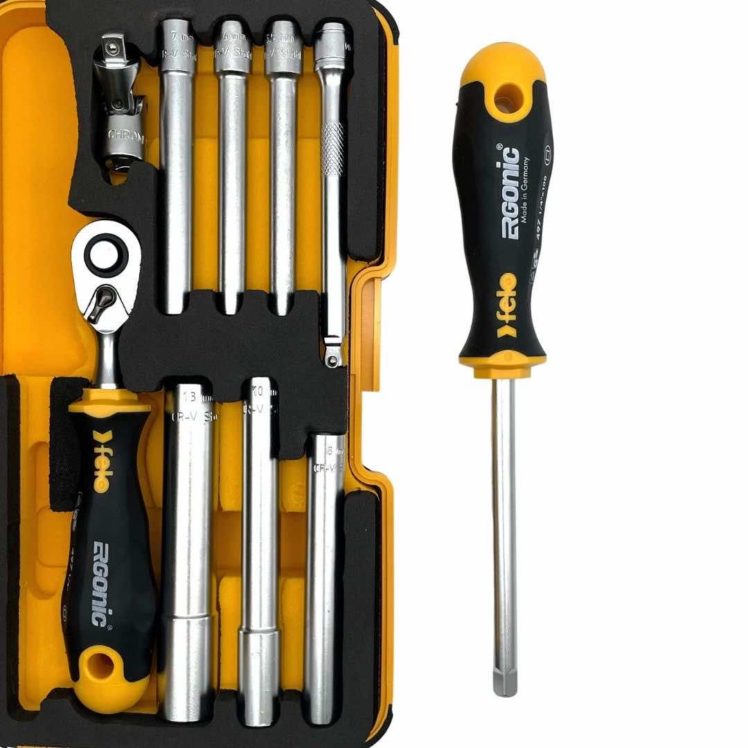 Felo 05781006 R-GO M-Tec Nut Drivers, Ergonic Ratchet - 10 piece Box-Liger Tools