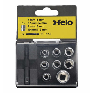 Felo 05798106 - 1/4" Drive Nut Box with 8 Metric Sockets & Adapter-Liger Tools