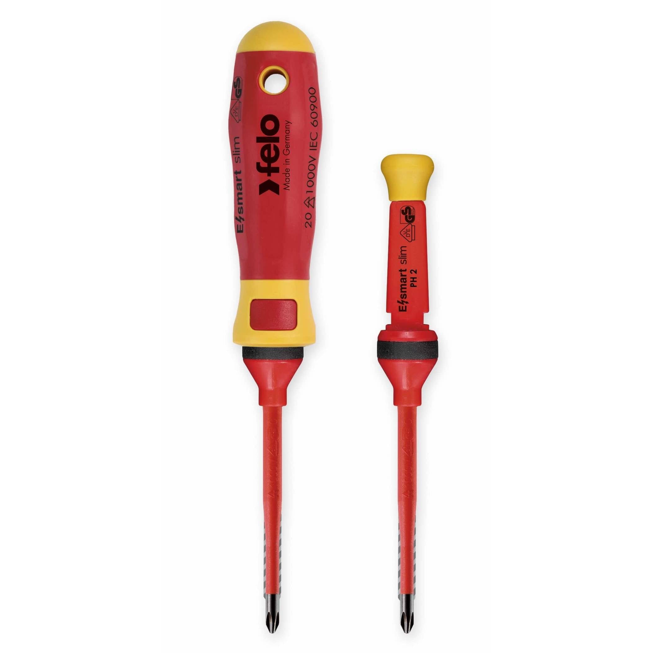 Felo 06381206 E-Smart Slim 12-piece Set - Slotted, Phillips, Pozidriv, Torx Tip Insulated Blades with 2 Handles-Liger Tools
