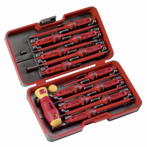 Felo 06391306 E-Smart 14 Piece Set - Slotted, Phillips, Pozidriv, Torx Tip Insulated Blades with 2 Handles-Liger Tools