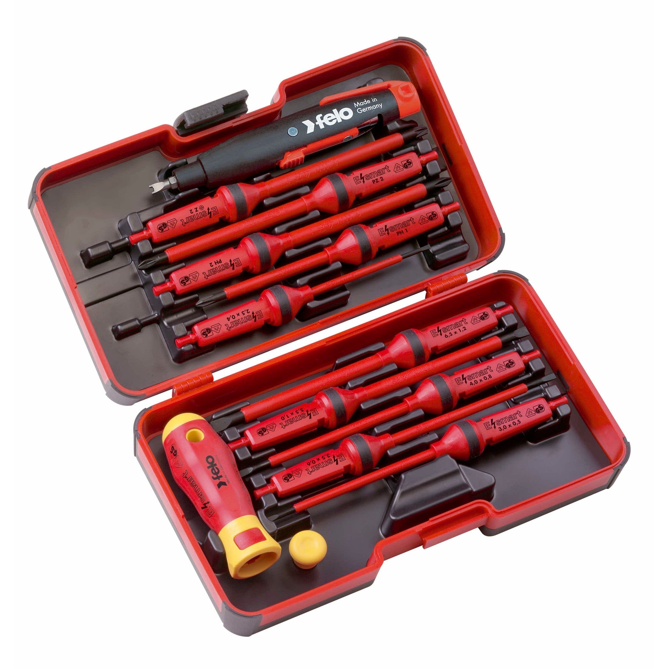 Felo 06391316 XL-Strongbox E-smart VDE Industry, Slotted/Phillips/Pozidriv/Plus-Minus, 13 Pieces-Liger Tools