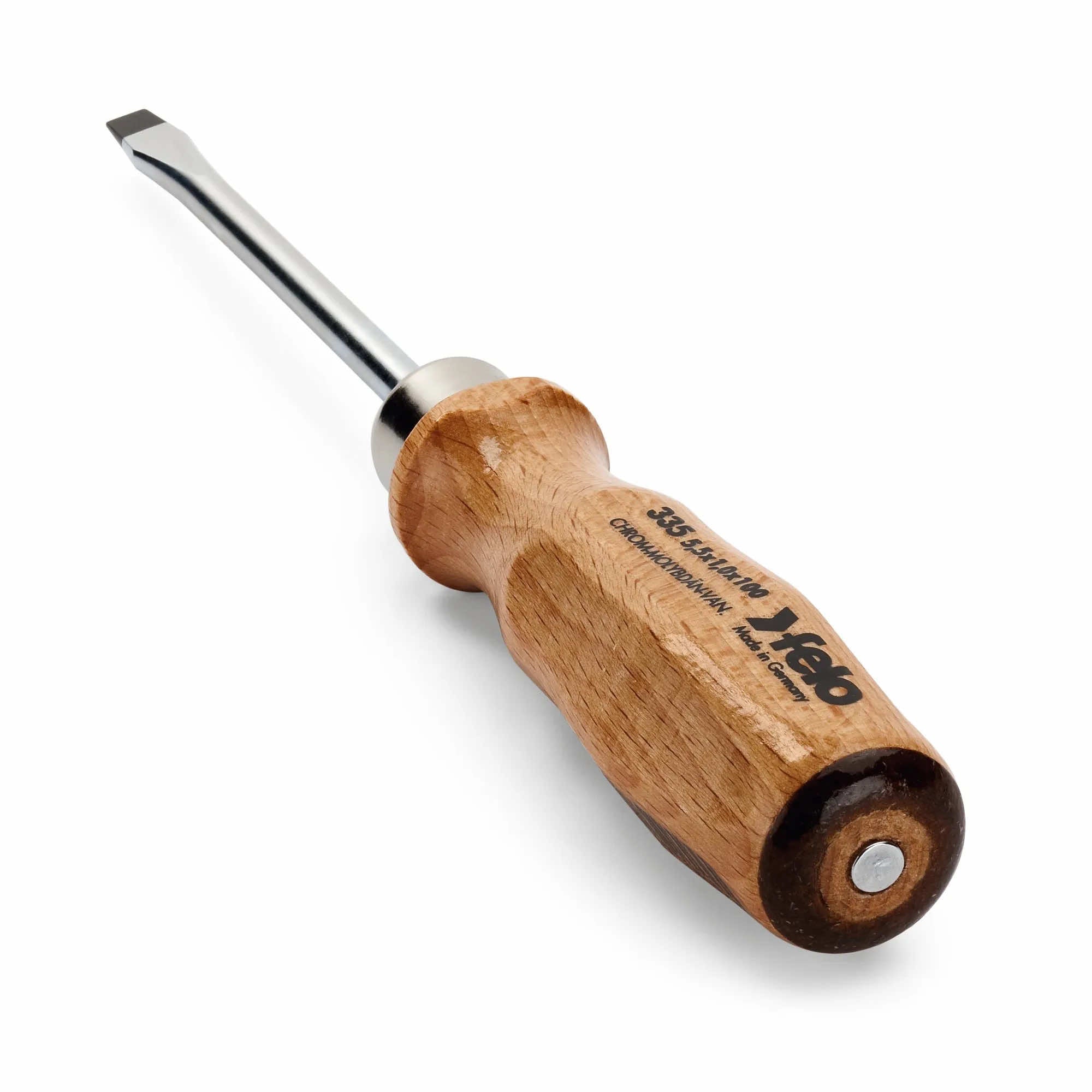 Felo 33505590 5.5 x 100mm Wood Handle Slotted Screwdriver
