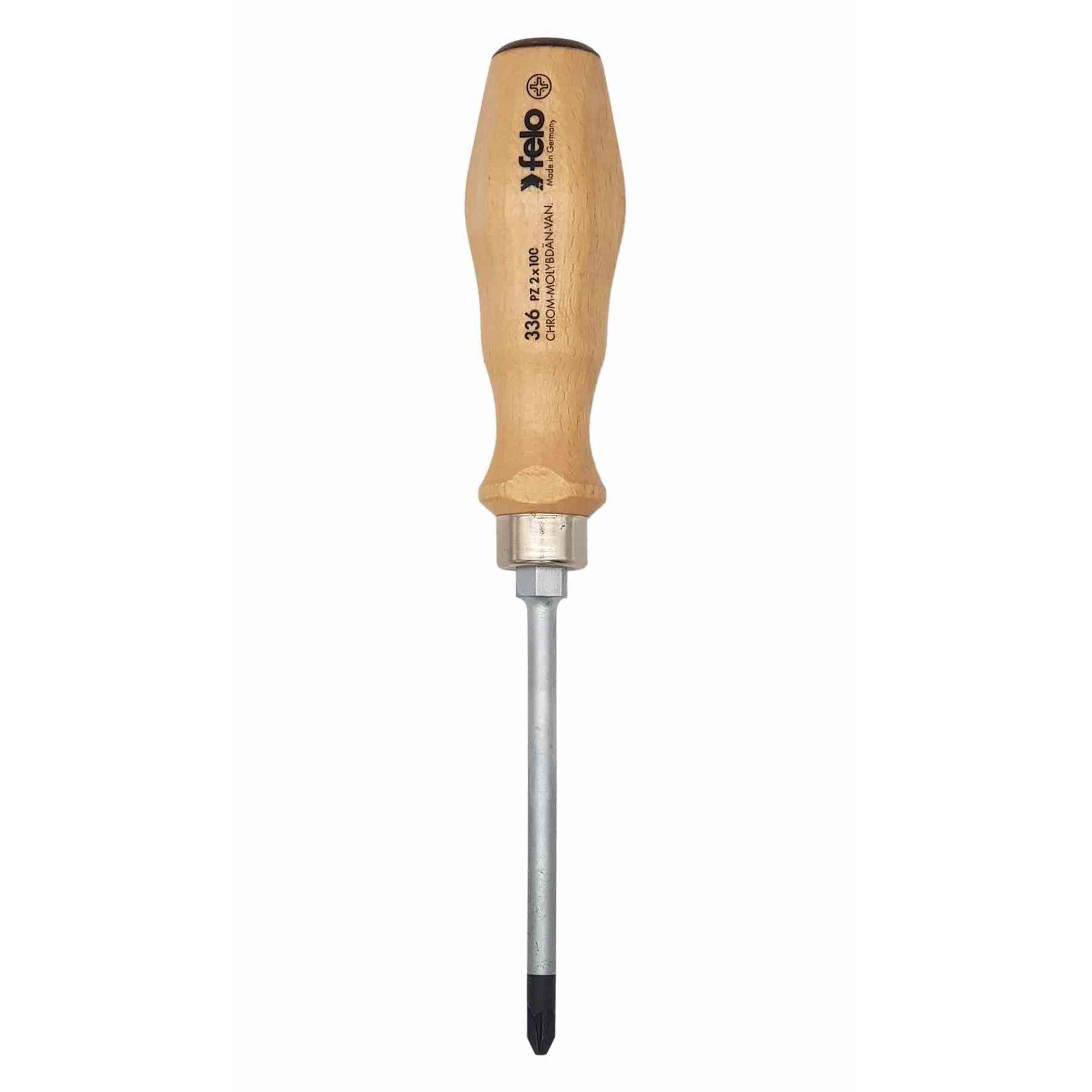 Felo 33620390 #2 x 100mm Wood Handle Pozidriv Screwdriver