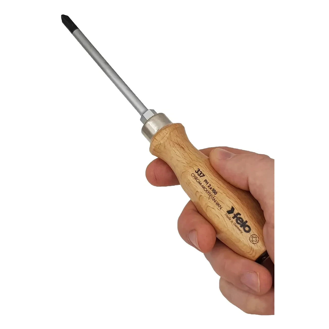 Felo 33720390 #2 x 100mm Wood Handle Phillips Screwdriver