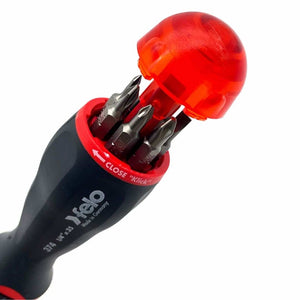 Felo 37400405 Magazine Handle Ratcheting Bitholder, SL/PZ/PH, 181 mm, 8 Pieces-Liger Tools