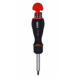 Felo 37420405 Magazine Handle Ratcheting Bitholder, SL/PZ/PH/Torx, 181 mm, 8 Pieces-Liger Tools