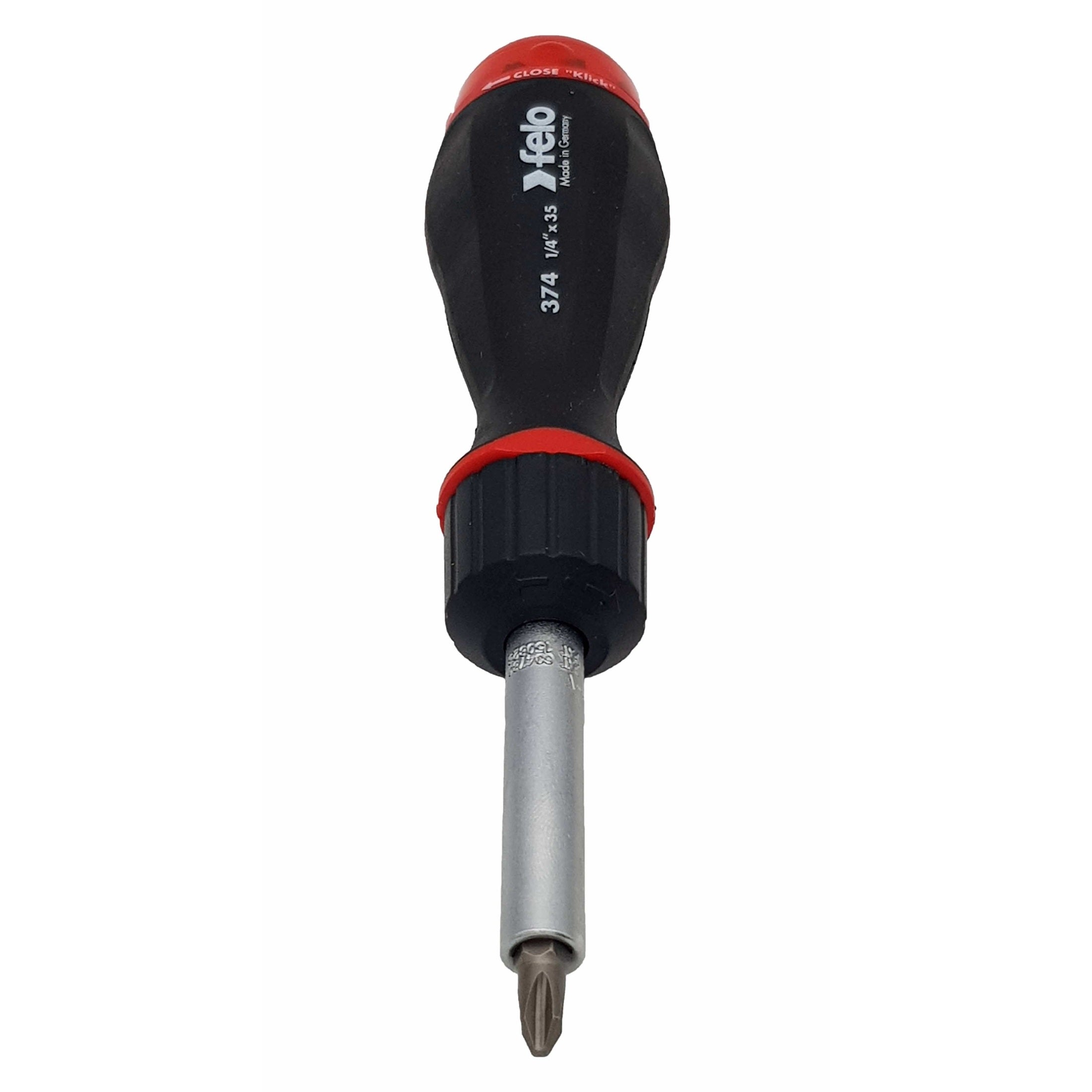 Felo 37420405 Magazine Handle Ratcheting Bitholder, SL/PZ/PH/Torx, 181 mm, 8 Pieces-Liger Tools