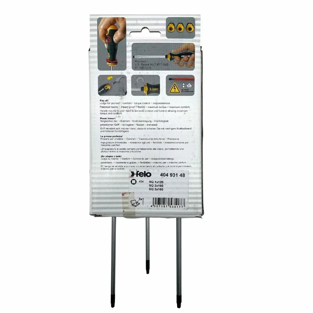 Felo 40493148 Ergonic 3 Piece Square Screwdriver Set