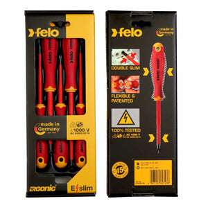 Felo 41385198 E-slim Insulated 5 Piece Slotted & Phillips Screwdriver Set