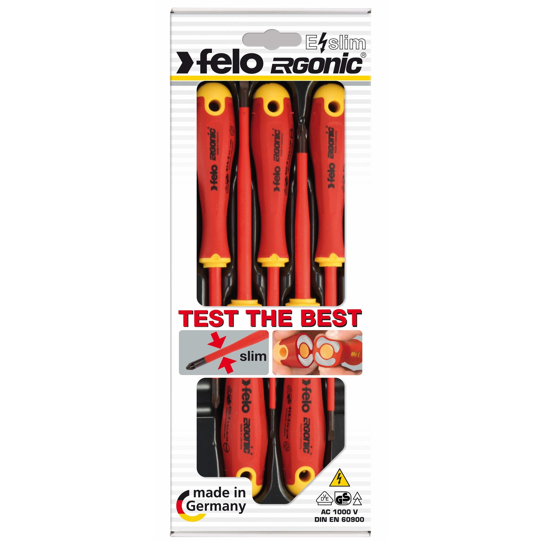 Felo 41385198 E-slim Insulated 5 Piece Slotted & Phillips Screwdriver Set