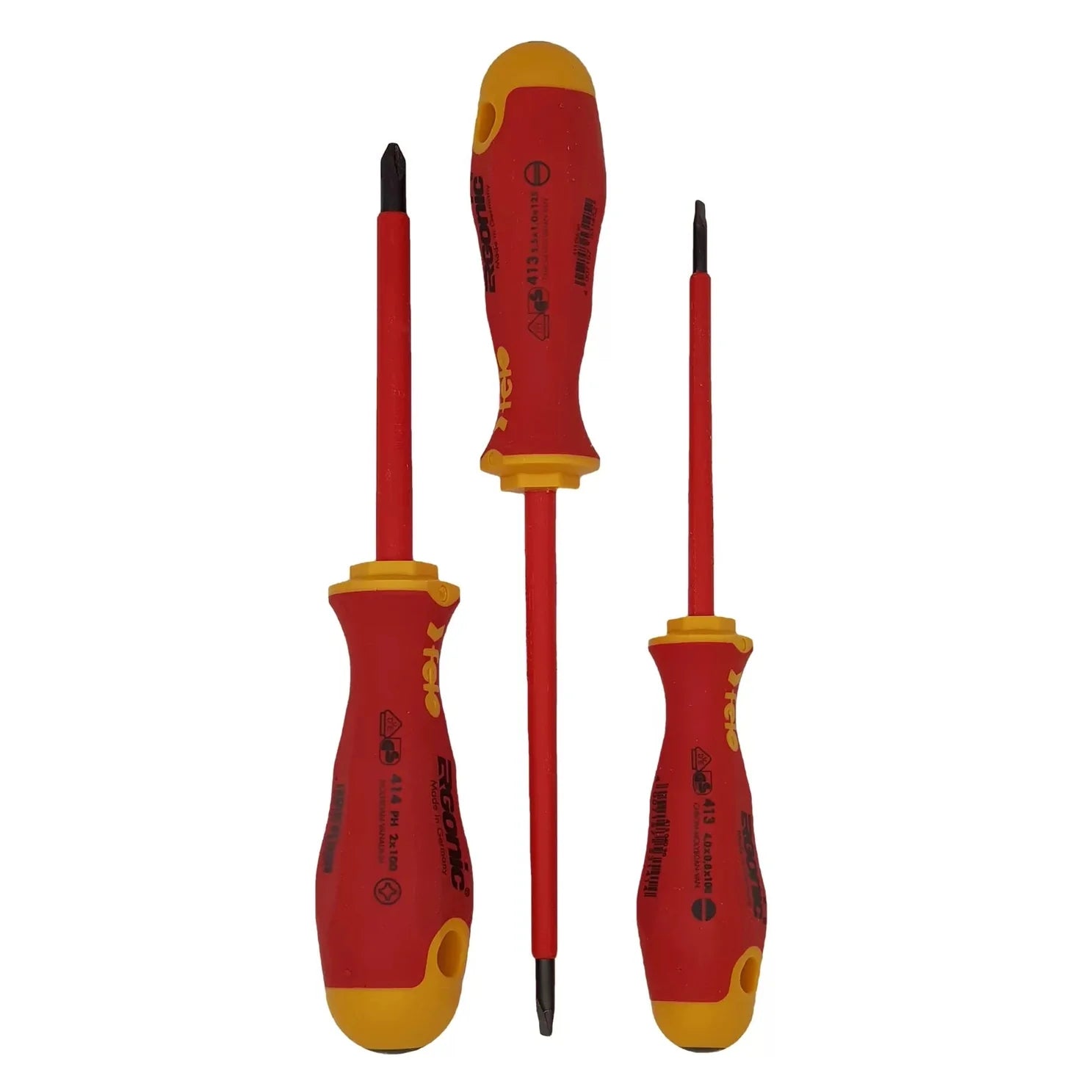 Felo 41393194 Ergonic Insulated 3 Piece Slotted & Phillips Screwdriver Set-Liger Tools