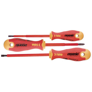 Felo 41393194 Ergonic Insulated 3 Piece Slotted & Phillips Screwdriver Set-Liger Tools