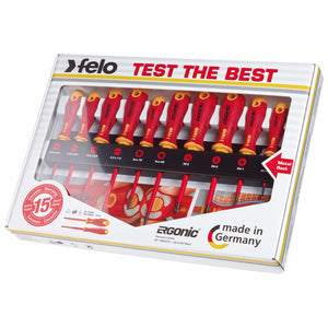 Felo 41491093 Set of screwdrivers dielectric SL/PZ/PH/Tx Ergonic on a steel stand, 10 pcs