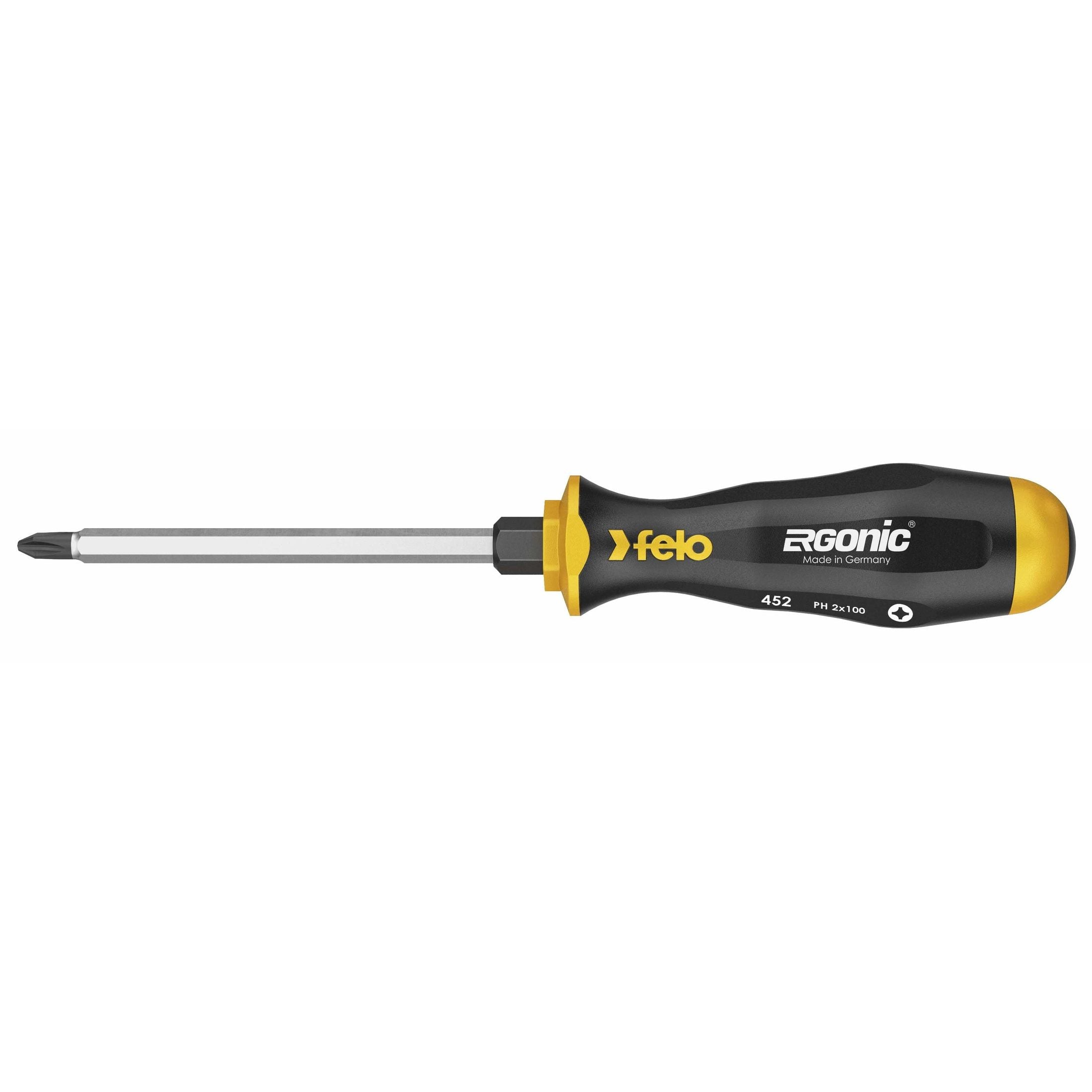 Felo 45220340 Ergonic #2 x 100mm Phillips Screwdriver - Hex Bolster and Striking Cap
