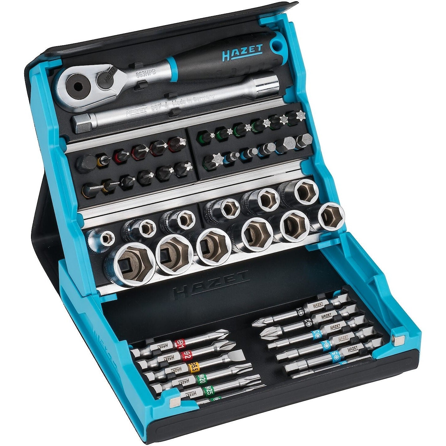 Hazet 2200SC-2 SmartCase 1/4" Drive Bit/Socket Set with Ratchet, 50 Pieces