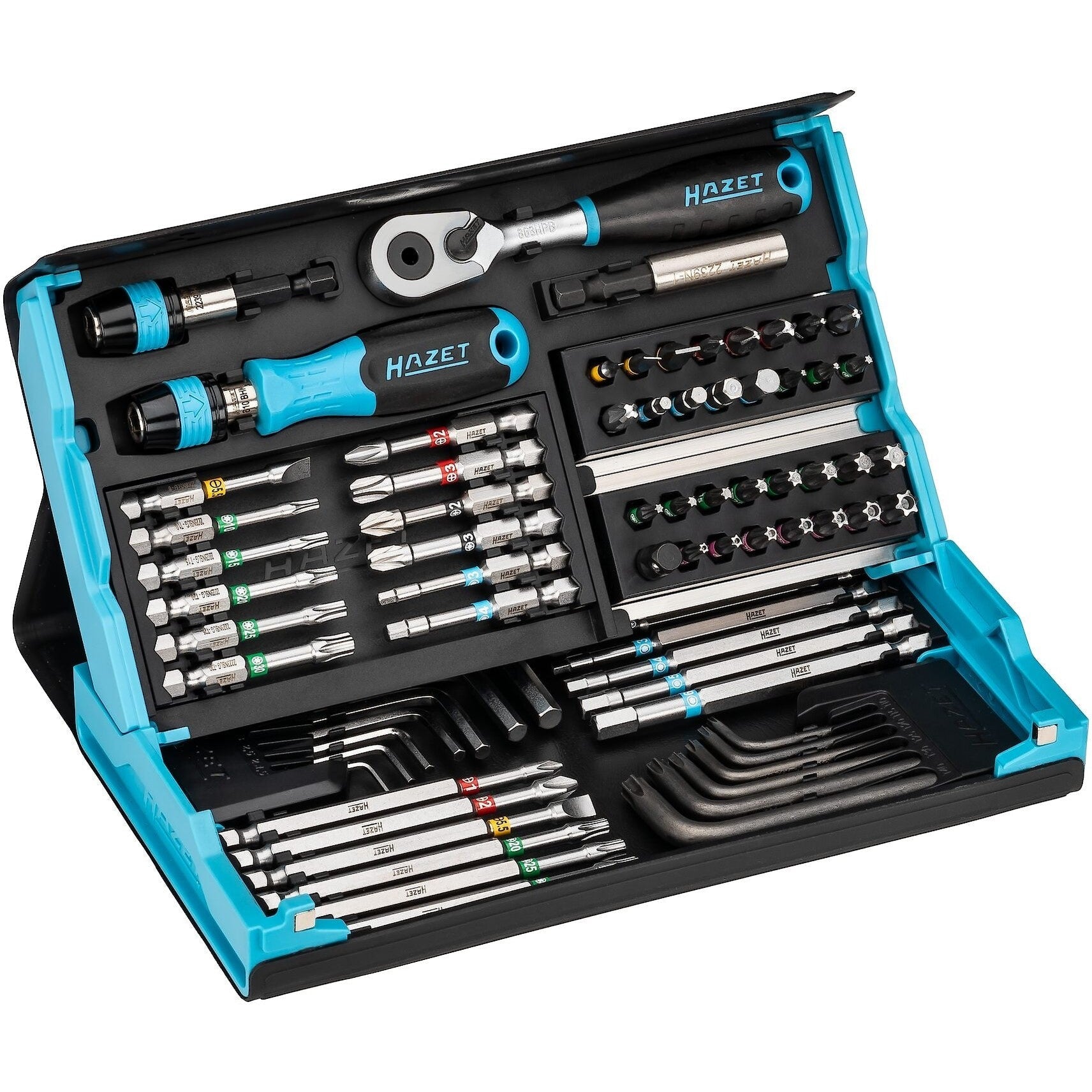 Hazet 2200SC-31 SmartCase Bit Set with Ratchet, 1/4" Drive, 73 Pieces