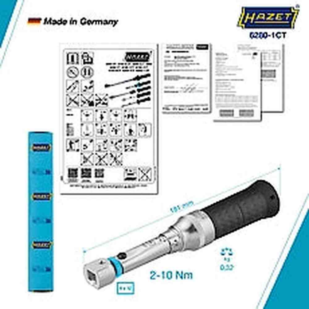 Hazet 6280-1CT Torque Wrench 9x12, 2-10 Nm-Liger Tools